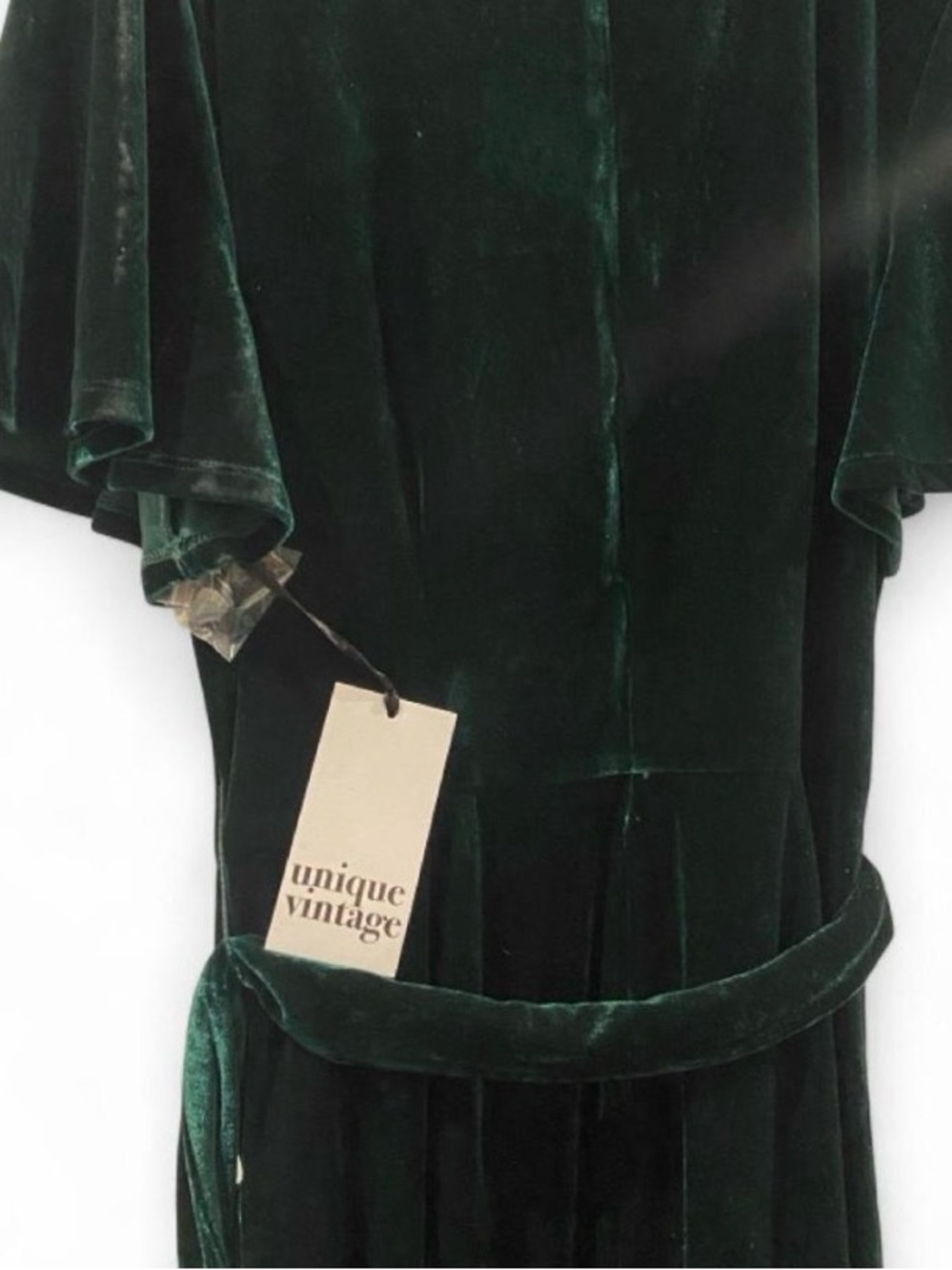 Unique Vintage Emerald Green Velvet Wide-Leg Jumpsuit 💚 NWT - Picture 7 of 7